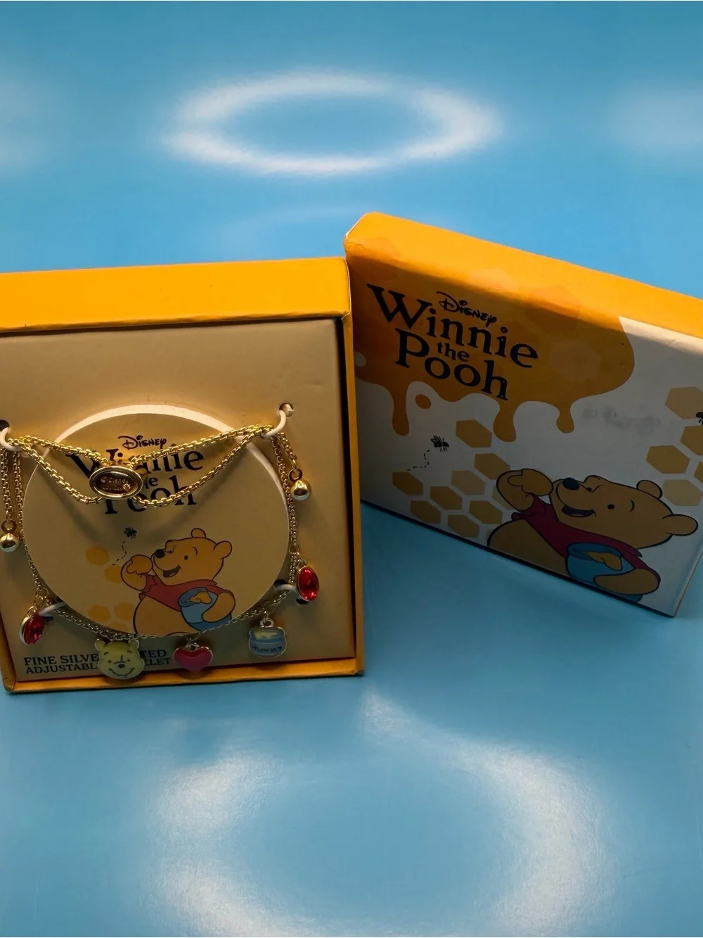 Disney Winnie the Pooh Gold-Plated Kids Charm Bracelet - Yellow & Red